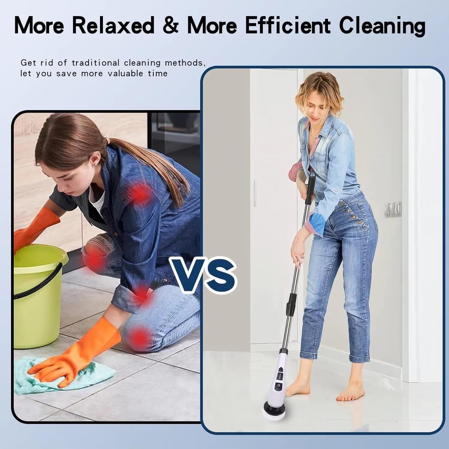 Electric Spin Scrubber, Cordless Cleaning Brush with 9 Replaceable Brush Heads, Tub and Floor Tile 360 Power Scrubber Dual Speed with Adjustable Detachable Handle for Bathroom Kitchen Car (9)